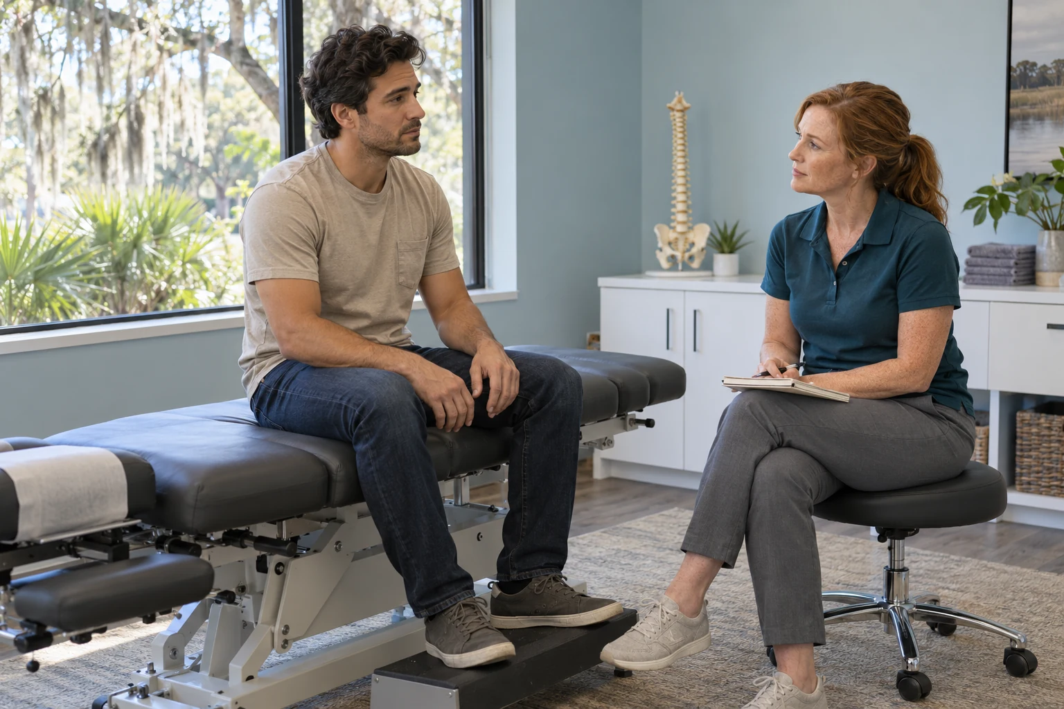 Chiropractic consultation for anxiety and stress relief at Main Street Chiropractic in Hilton Head Island, SC